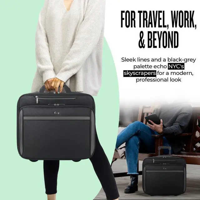 Alt view image 4 of 5 - Solo New York Rolling Case with Wheels - Roller Laptop Bag, Wheeled Briefcase for Women & Men, Carry On Size for Travel, Fits 16" Computer - West Side, Black