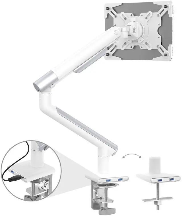 Main image of CTA Digital Tablet Arm Clamp Mount for Desks with Anti-Theft Security for iPad 10.2 Series - iPad Air 3 - & iPad Pro 10.5 - White (PAD-SSMAE)