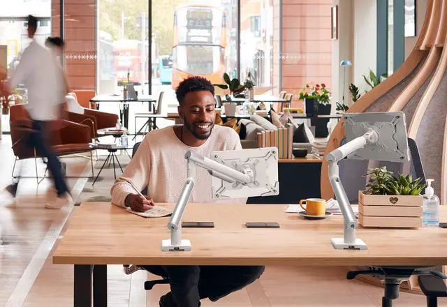 Alt view image 2 of 5 - CTA Digital Tablet Arm Clamp Mount for Desks with Anti-Theft Security for iPad 10.2 Series - iPad Air 3 - & iPad Pro 10.5 - White (PAD-SSMAE)