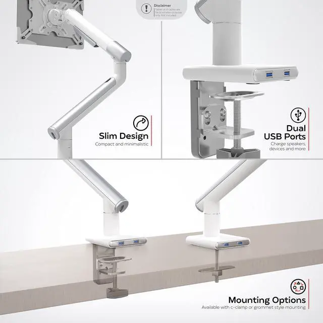 Alt view image 3 of 5 - CTA Digital Tablet Arm Clamp Mount for Desks with Anti-Theft Security for iPad 10.2 Series - iPad Air 3 - & iPad Pro 10.5 - White (PAD-SSMAE)