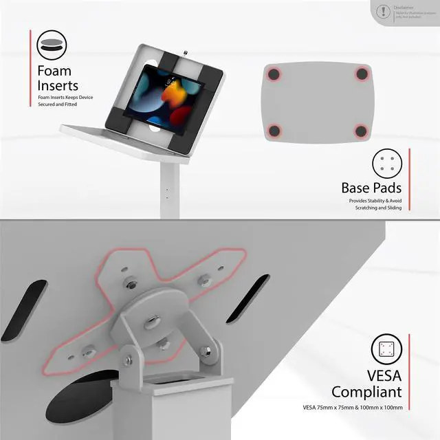 Alt view image 4 of 5 - Thin Floor Stand - CTA Tall Standing 360 Degree Kiosk Display Tablet Holder - Charger Access & Lock - for iPad Pro 13-inch (M4), iPad Pro 12.9-inch, iPad Air 13-Inch (M3 / M2)