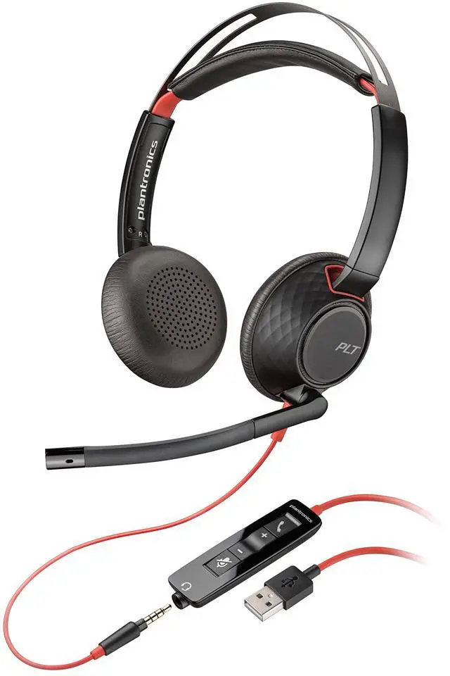 Main image of Poly - Blackwire 5220 USB-A Headset (Plantronics) - Wired, Dual Ear (Stereo) Computer Headset with Boom Mic - USB-A, 3.5 mm to connect to your PC, Mac, Tablet and/or Cell Phone