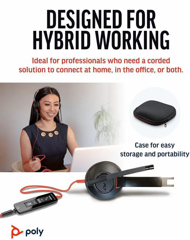 Alt view image 2 of 5 - Poly - Blackwire 5220 USB-A Headset (Plantronics) - Wired, Dual Ear (Stereo) Computer Headset with Boom Mic - USB-A, 3.5 mm to connect to your PC, Mac, Tablet and/or Cell Phone