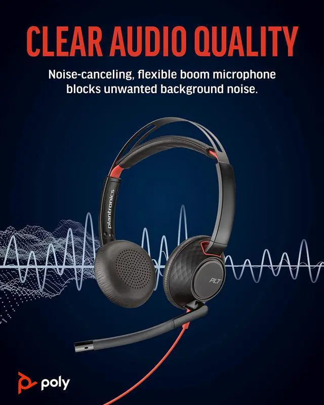 Alt view image 3 of 5 - Poly - Blackwire 5220 USB-A Headset (Plantronics) - Wired, Dual Ear (Stereo) Computer Headset with Boom Mic - USB-A, 3.5 mm to connect to your PC, Mac, Tablet and/or Cell Phone