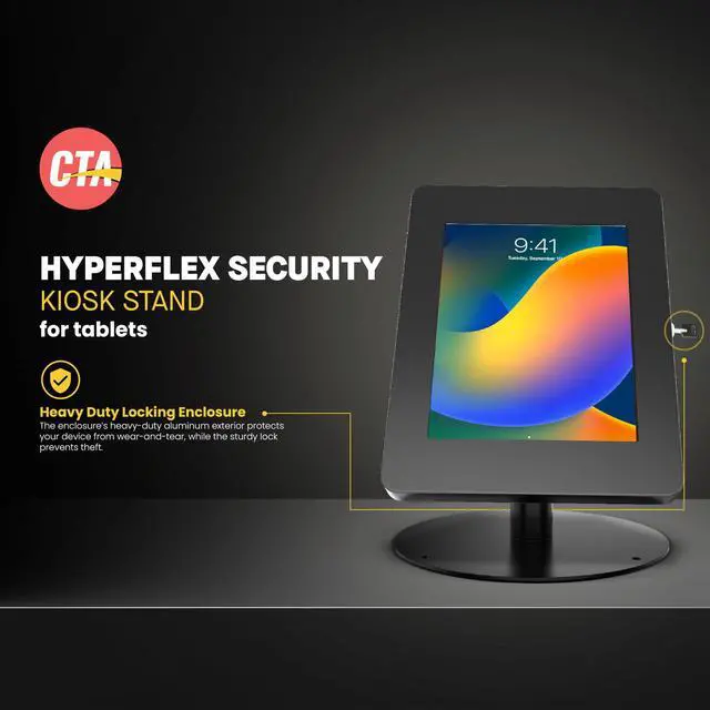 Alt view image 2 of 5 - Premium Retail POS Stand - CTA Upscale Tablet Kiosk Stand with 360 Rotation & Locking - for iPad 11 (A16) - Pro 11-inch M4 - Air 11-inch M3- iPad 10th Gen - Galaxy Tab & More Tablets