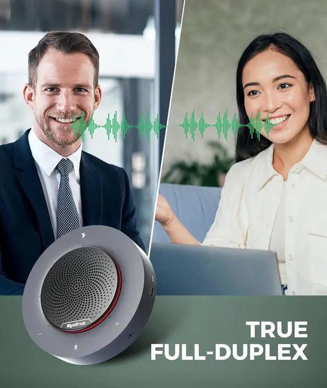 Alt view image 5 of 5 - WYRESTORM Halo 90 Conference Speaker with USB-C Multi-Port Adapter Docking Supply Power to PC, 4 Noise-canceling Mics, Enhanced 360deg Voice Pickup, 4K@60Hz Video Resolution, AGC Voice Balance