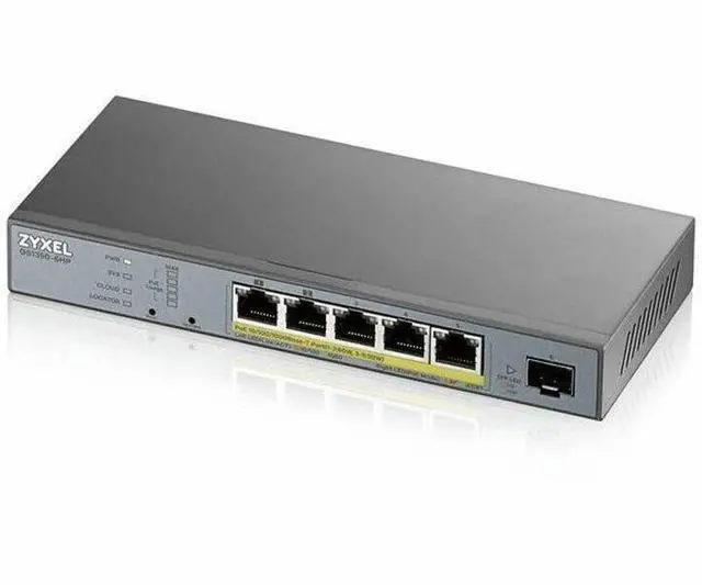 Alt view image 4 of 5 - Zyxel 5-Port Gigabit PoE+ Switch | Smart-Managed | 3x PoE+ and 2x PoE++ Ports | 60 Watt Budget and 1 SFP | Nebula Cloud Managment | Long Range [GS1350-6HP]