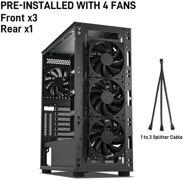 Alt view image 2 of 5 - DARKROCK Classico Storage Master ATX NAS Computer Case Mid Tower with 4x120mm Fans, USB 3.0 Ready 10 x3.5'' HDD+3 x2.5'' SDD 360mm Supported on Top & Front Radiator GPU Vertically Mounting Black