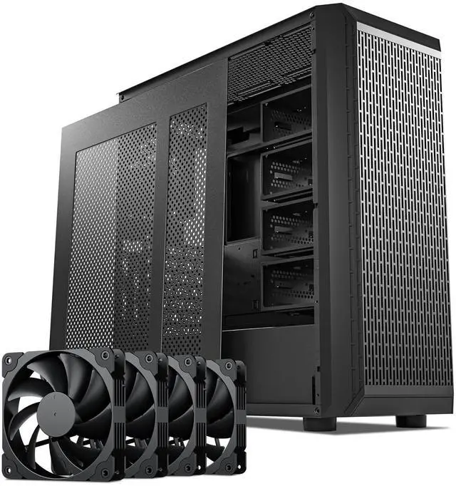 Main image of DARKROCK Classico Storage Master ATX NAS Computer Case Mid Tower with 4x120mm Fans, USB 3.0 Ready 10 x3.5'' HDD+3 x2.5'' SDD 360mm Supported on Top & Front Radiator GPU Vertically Mounting Black