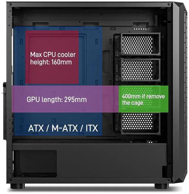 Alt view image 5 of 5 - DARKROCK Classico Storage Master ATX NAS Computer Case Mid Tower with 4x120mm Fans, USB 3.0 Ready 10 x3.5'' HDD+3 x2.5'' SDD 360mm Supported on Top & Front Radiator GPU Vertically Mounting Black