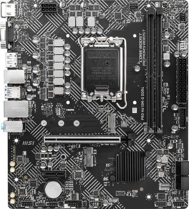 Alt view image 2 of 5 - MSI PRO H610M-G DDR4 Motherboard (12th/13th/14th Gen Intel Core, LGA 1700 Socket, DDR4, PCIe 4, SATA 6Gb/s, 1Gbps LAN, M.2 Slots, USB 3.2, mATX)