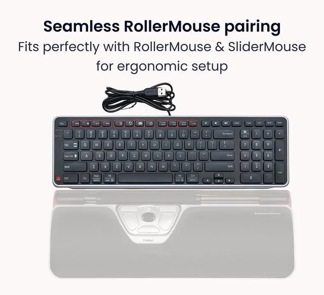 Alt view image 2 of 5 - Contour Design Balance Keyboard - Wired, Ergonomic Design - Compact Size, Adjustable Tilt to Support Wrist Strain, Plug & Play PC/Mac