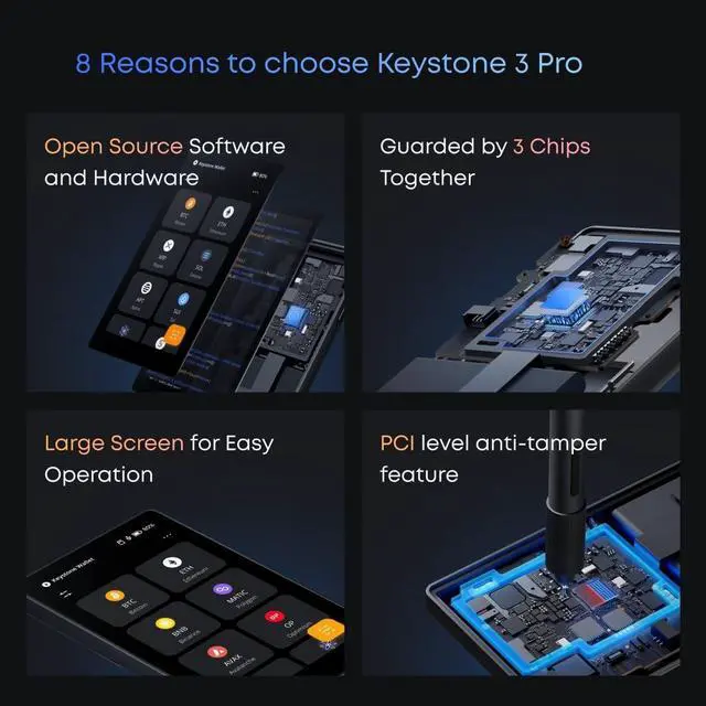 Alt view image 4 of 5 - Keystone - Cryptocurrency Hardware Wallet Air-gapped, 4-inch Touch Screen, Store Your Crypto Securely (Keystone 3 Pro)