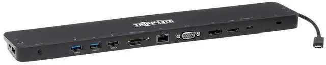 Main image of Tripp Lite USB-C Docking Station with Triple Display, 4K HDMI @ 30 Hz, DisplayPort, VGA, USB-A 3.2 Gen 1, Gigabit Ethernet Port, 100W PD Charging, Black Housing, 3-Year Warranty (U442-DOCK7D-B)