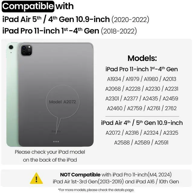 Alt view image 2 of 5 - Nillkin iPad Pro 11(1st/2nd/3rd/4th Gen) & iPad Air 5th/4th Generation Case with Keyboard, Magic Trackpad, Rugged Case with Detachable Keyboard, 7 Backlight Colors, Portrait/Landscape Modes, Gray