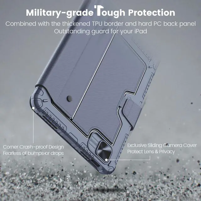 Alt view image 3 of 5 - Nillkin iPad Pro 11(1st/2nd/3rd/4th Gen) & iPad Air 5th/4th Generation Case with Keyboard, Magic Trackpad, Rugged Case with Detachable Keyboard, 7 Backlight Colors, Portrait/Landscape Modes, Gray