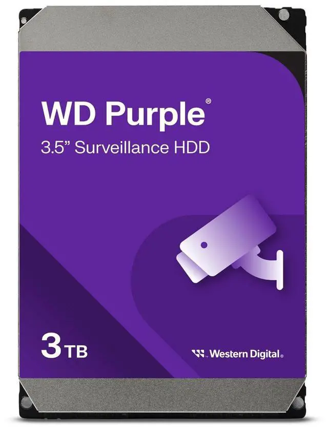 Main image of Western Digital 3TB WD Purple Surveillance Internal Hard Drive HDD - SATA 6 Gb/s, 256 MB Cache, 3.5" - WD33PURZ