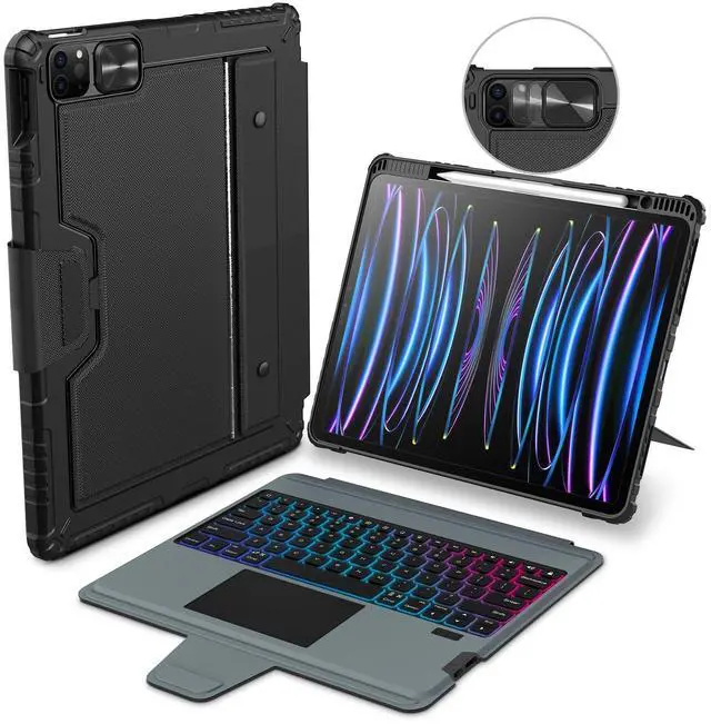 Main image of Nillkin iPad Pro 12.9 Backlit Keyboard Case with Kickstand, Trackpad, Pencil Holder 12.9 Pro iPad Keyboard Detachable Backlight Case iPad Pro 12.9-inch (5th, 6th gen - 2021, 2022)