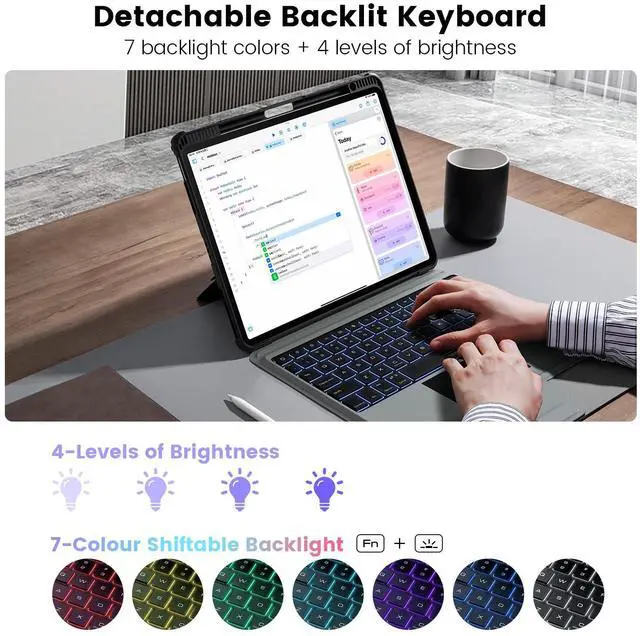 Alt view image 5 of 5 - Nillkin iPad Pro 12.9 Backlit Keyboard Case with Kickstand, Trackpad, Pencil Holder 12.9 Pro iPad Keyboard Detachable Backlight Case iPad Pro 12.9-inch (5th, 6th gen - 2021, 2022)