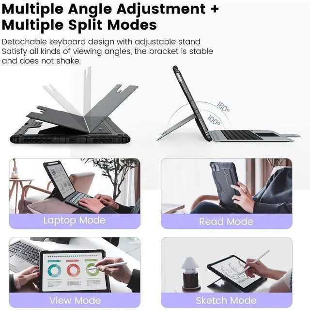 Alt view image 4 of 5 - Nillkin iPad Air 5th Generation Case with Keyboard Backlight, Detachable Kickstand,Pencil Holder, Trackpad, Backlit Laptop-Style Key for iPad Air 4 /Pro 11 2021/2020/2022 (Black)
