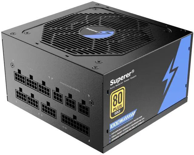 Main image of Superer (2025) 1000W PSU Power Supply Fully Modular, 80 Plus Gold, Low Noise, Japanese Capacitors, (CE Safety Certified) 1000 watt