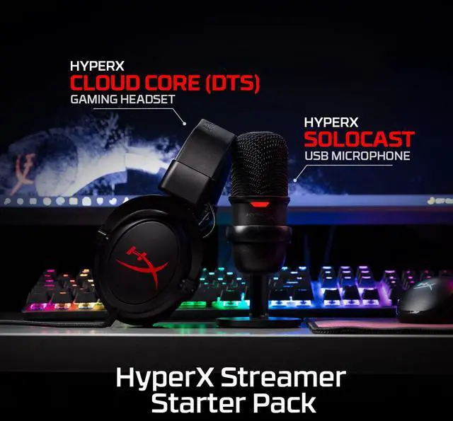 Alt view image 2 of 5 - HyperX - Streamer Starter Pack (SoloCast Wired USB Condensor Microphone and Cloud Core Wired 7.1 Surround Sound Gaming Headset)