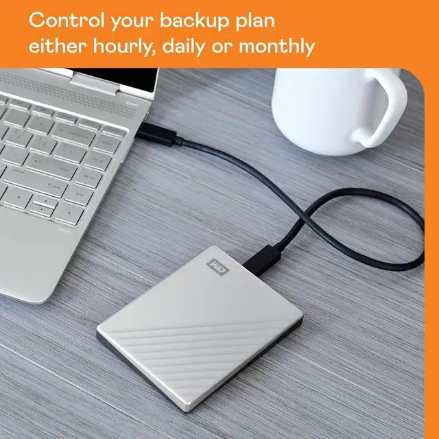 Alt view image 4 of 5 - WD 2TB My Passport Ultra, Silver, Portable External Hard Drive, backup software with defense against ransomware, and password protection, USB-C and USB 3.1 - WDBC3C0020BSL-WESN
