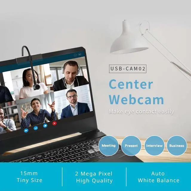 Alt view image 2 of 5 - SpotCam USB-CAM02 1080P Center Webcam, Plug & Play USB Webcam for PC Laptop with Built-in Microphone, Multiple Accessories for Installation, Video Conferencing, Recording