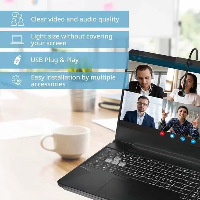Alt view image 4 of 5 - SpotCam USB-CAM02 1080P Center Webcam, Plug & Play USB Webcam for PC Laptop with Built-in Microphone, Multiple Accessories for Installation, Video Conferencing, Recording