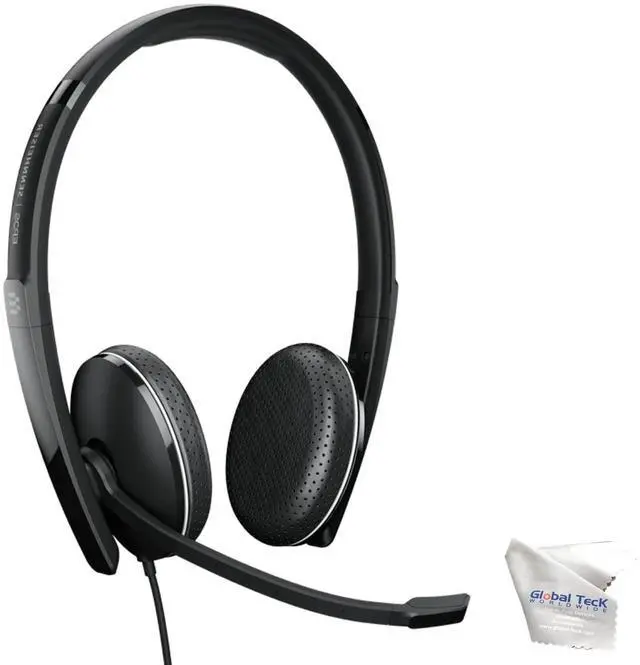 Main image of Global Teck Bundle of EPOS/Sennheiser 165 UC Stereo Headset, USB-C, Connects to Deskphone, PC/Mac, Softphones via USB - Works with Zoom, RingCentral, 8x8, Vonage- Microfiber Included
