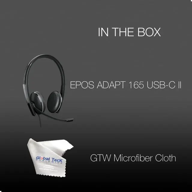 Alt view image 2 of 5 - Global Teck Bundle of EPOS/Sennheiser 165 UC Stereo Headset, USB-C, Connects to Deskphone, PC/Mac, Softphones via USB - Works with Zoom, RingCentral, 8x8, Vonage- Microfiber Included