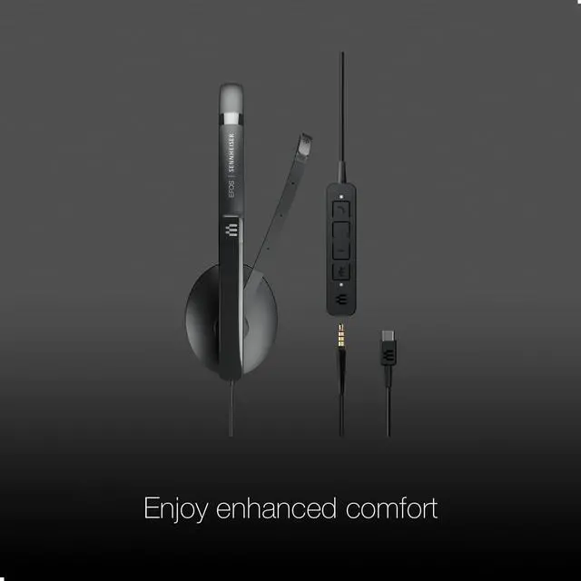 Alt view image 3 of 5 - Global Teck Bundle of EPOS/Sennheiser 165 UC Stereo Headset, USB-C, Connects to Deskphone, PC/Mac, Softphones via USB - Works with Zoom, RingCentral, 8x8, Vonage- Microfiber Included