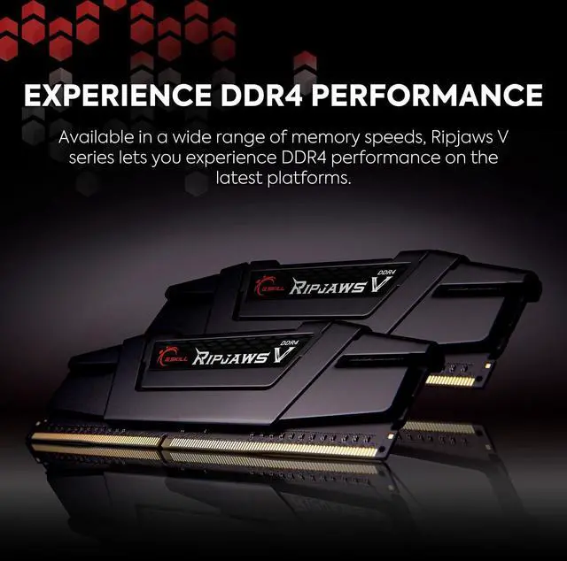Alt view image 2 of 4 - G.SKILL Ripjaws V Series (XMP) DDR4 RAM 32GB (2x16GB) 3600MT/s CL16-19-19-39 1.35V Intel AMD Desktop Computer Memory UDIMM - Black (F4-3600C16D-32GVKC)