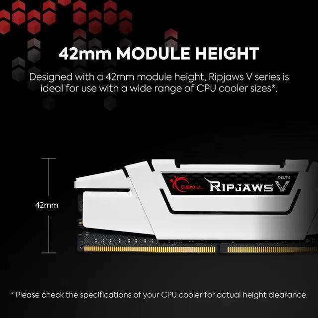 Alt view image 3 of 4 - G.SKILL Ripjaws V Series (XMP) DDR4 RAM 32GB (2x16GB) 3600MT/s CL16-19-19-39 1.35V Intel AMD Desktop Computer Memory UDIMM - Black (F4-3600C16D-32GVKC)