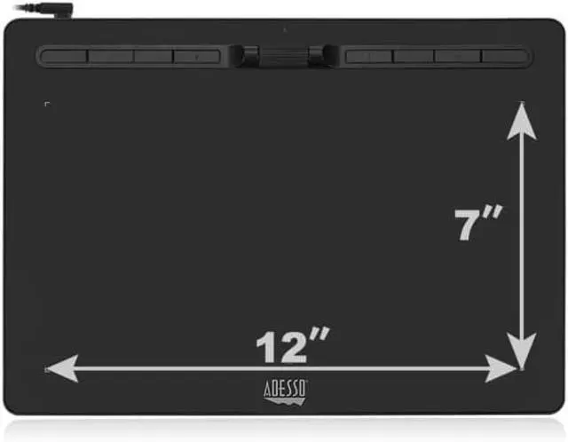 Alt view image 2 of 5 - Adesso Large Graphics Drawing Tablet Pad 12 x 7 Inch 8192 Levels Battery-Free Pen, 8 Customizable Keys with Scroll Wheels, Compatible with PC/Mac/Android OS for Painting, Design & Online Teaching