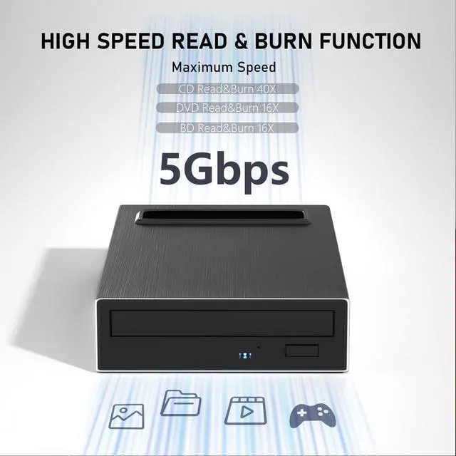 Alt view image 4 of 5 - mthstec 4 in 1 External Blu ray Drive, 16x USB 3.0 and Type-C External Bluray Drive, Multi-Function Fast-Charging Desktop BD/CD/DVD Burner/Read with HDD Enclosure USB HUB for Both Mac/PC