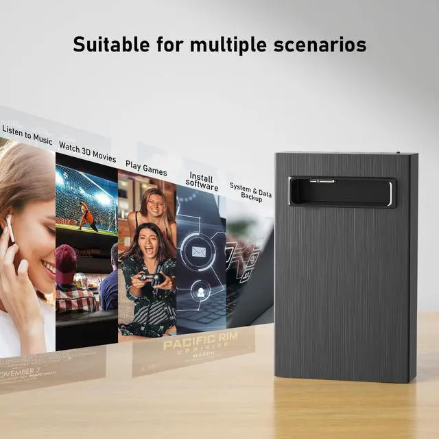 Alt view image 5 of 5 - mthstec 4 in 1 External Blu ray Drive, 16x USB 3.0 and Type-C External Bluray Drive, Multi-Function Fast-Charging Desktop BD/CD/DVD Burner/Read with HDD Enclosure USB HUB for Both Mac/PC