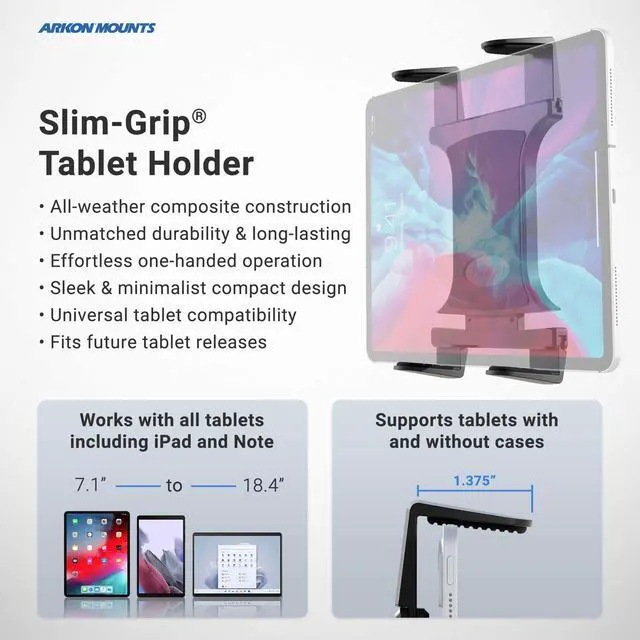 Alt view image 4 of 5 - ARKON Mounts - Front Guard Mount with Tablet Holder | Forklift Accessories | Forklift Tablet Mount | Effortless Installation | Industrial Strength | Fits iPad and Samsung Tablets