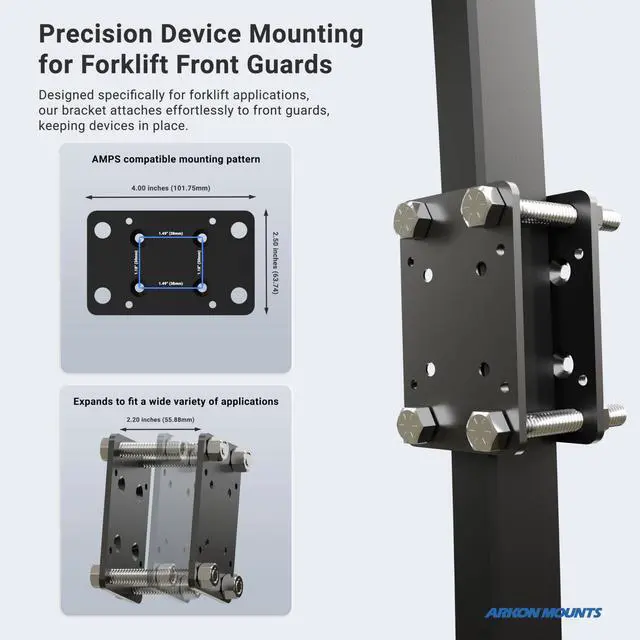 Alt view image 5 of 5 - ARKON Mounts - Front Guard Mount with Tablet Holder | Forklift Accessories | Forklift Tablet Mount | Effortless Installation | Industrial Strength | Fits iPad and Samsung Tablets