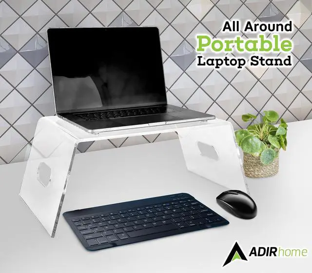 Alt view image 3 of 5 - AdirHome Acrylic Monitor Stand - Clear Laptop Riser for Desk, Acrylic Tray for Bed, Computer Riser Desktop Stand for Home Office, Indoor & Outdoor