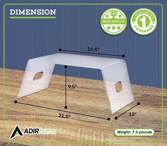 Alt view image 2 of 5 - AdirHome Acrylic Monitor Stand - Clear Laptop Riser for Desk, Acrylic Tray for Bed, Computer Riser Desktop Stand for Home Office, Indoor & Outdoor
