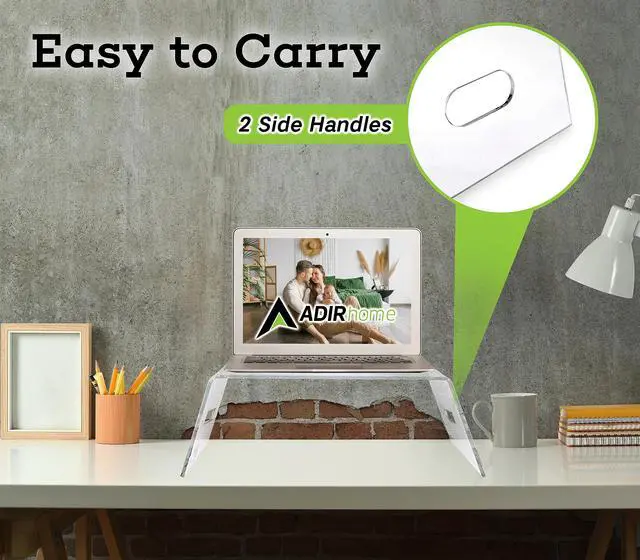 Alt view image 5 of 5 - AdirHome Acrylic Monitor Stand - Clear Laptop Riser for Desk, Acrylic Tray for Bed, Computer Riser Desktop Stand for Home Office, Indoor & Outdoor