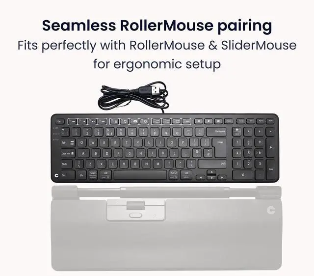 Alt view image 2 of 5 - Contour Design Balance Keyboard - Wired, Ergonomic Design - Compact Size, Adjustable Tilt to Support Wrist Strain, Plug & Play PC/Mac - Black