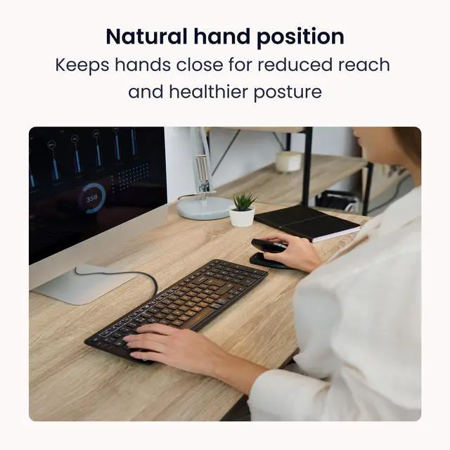 Alt view image 3 of 5 - Contour Design Balance Keyboard - Wired, Ergonomic Design - Compact Size, Adjustable Tilt to Support Wrist Strain, Plug & Play PC/Mac - Black
