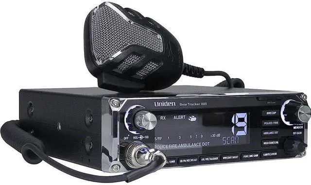 Main image of Uniden BEARTRACKER 885 Hybrid Full-Featured CB Radio + Digital TrunkTracking Police/Fire/Ambulance/DOT Scanner w/ BearTracker Warning System Alerts, 40-channel CB, 4-Watts power, 7-color display.