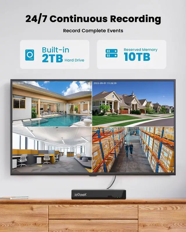 Alt view image 4 of 5 - ieGeek PoE Security Camera System, 5MP Outdoor/Indoor PoE Cameras with 8CH NVR for Home Surveillance System, Wired PTZ Cam Kit w/Motion Sensor, 2-Way Audio, Color Night Vision,AI Detection,24/7 Record