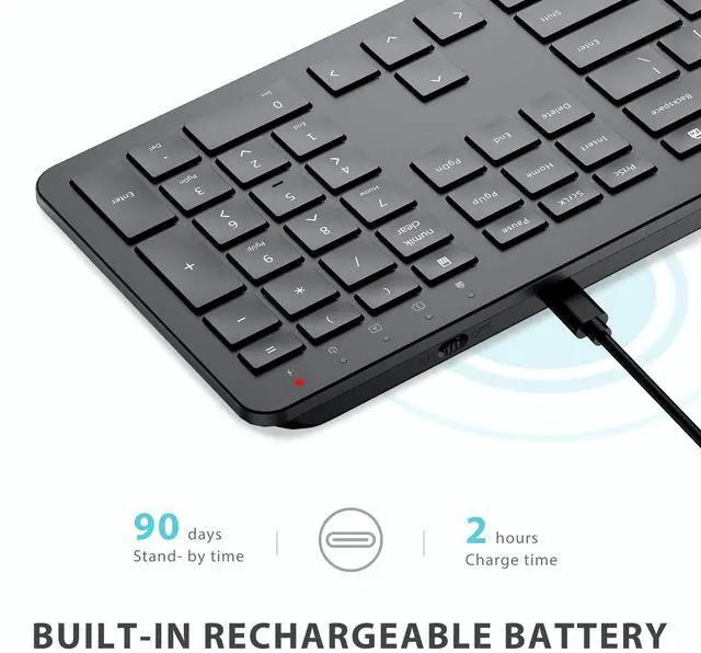 Alt view image 5 of 5 - iClever GK08 Wireless Keyboard and Mouse - Ultra Slim Keyboard and Mouse Combo, Full Size Design with Number Pad, 2.4G Stable Connection Slim Keyboard and Mouse for Windows, Mac OS Computer (Black)