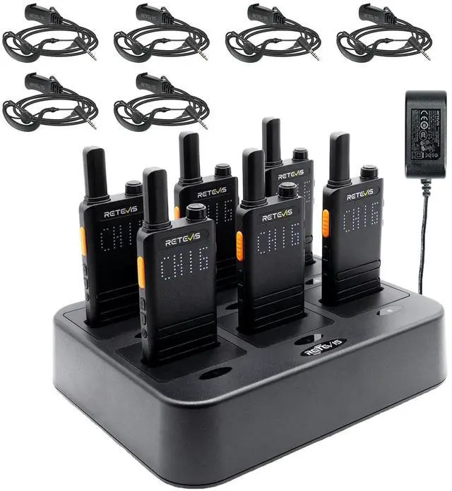 Main image of (3nd Gen RT22) Retevis B3H Walkie Talkies Rechargeable, Ultra Slim, 2 Way Radio with Earpiece, 6 Way Multi Unit Charger, 1620 mAh Battery, LED Display, Business Two Way Radio for Retail Store (6 Pack)