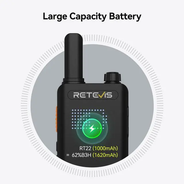 Alt view image 5 of 5 - (3nd Gen RT22) Retevis B3H Walkie Talkies Rechargeable, Ultra Slim, 2 Way Radio with Earpiece, 6 Way Multi Unit Charger, 1620 mAh Battery, LED Display, Business Two Way Radio for Retail Store (6 Pack)
