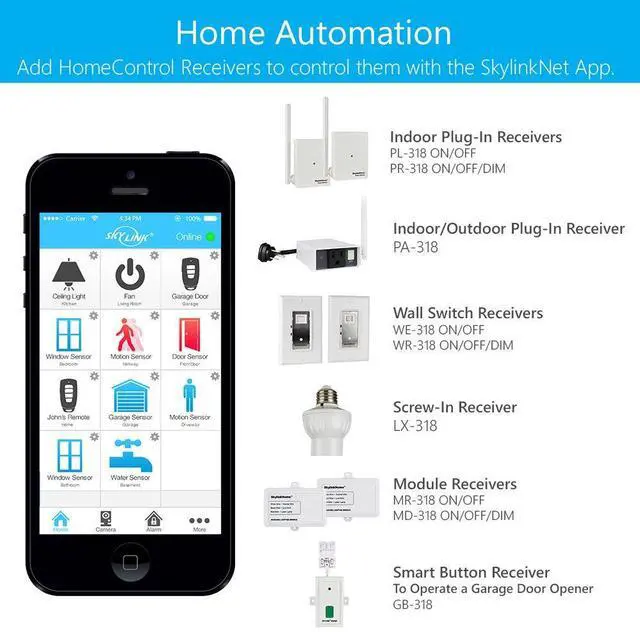 Alt view image 5 of 5 - SKYLINK SK-250 Deluxe Connected Wireless Security Alarm Automation System with Camera Compatible with iOS, Android, Echo Alexa, Google Home and IFTTT and No Monthly Fees, 1 Count (Pack of 1), White